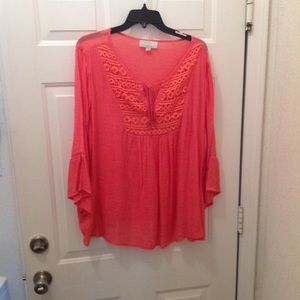Lady's salmon color blouse and size 2X